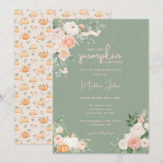 Herbstliche kleine Kürbis-Blumen-Mädchen-Baby-Part Einladung