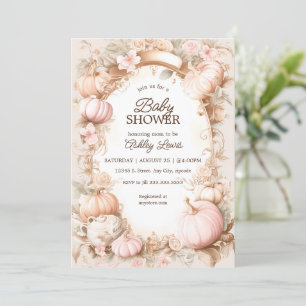 Herbstliche Kürbis-Baby-Party-Einladung vintage ro Einladung
