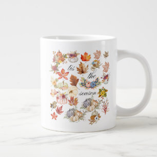 Herbstliche Kürbis-Blumen-Blatt-Kunst Jumbo-Tasse