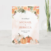 Herbstliche Kürbis-Blumen-Foto-QR-Code-Hochzeit Einladung (Vorderseite)