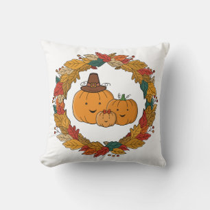 Herbstliche Kürbisfamilienkrone Kissen