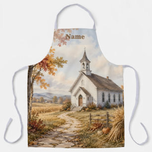 Herbstliche ländliche Kirchen-Wasserlandschaft Schürze