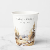 Herbstliche Landschaft Hochzeit mit verschlungener Pappbecher (Rückseite)