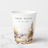 Herbstliche Landschaft Hochzeit mit verschlungener Pappbecher (Vorderseite)