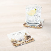 Herbstliche Landschaft Hochzeit mit verschlungener Rechteckiger Pappuntersetzer (Vor Ort)