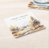 Herbstliche Landschaft Hochzeit mit verschlungener Rechteckiger Pappuntersetzer (angewinkelt)