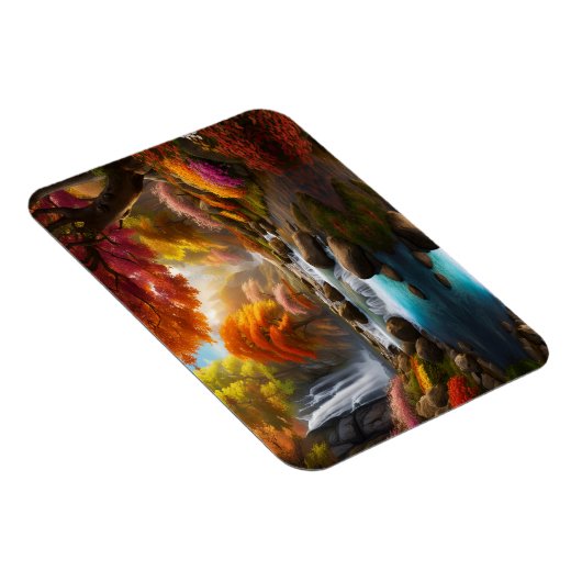 Herbstliche Landschaft Wasserfall im Park Magnet (Rechte Seite)