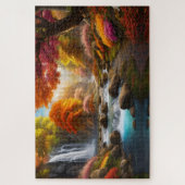 Herbstliche Landschaft Wasserfall im Park Puzzle (Vertikal)