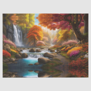 Herbstliche Landschaft Wasserfall im Park Seidenpapier