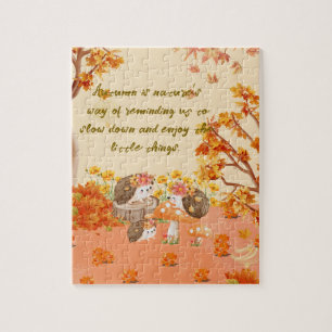 Herbstliche Laune: Igel in einem gemütlichen Wald Puzzle