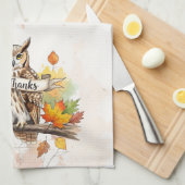 Herbstliche Laune – Thanksgiving-Eule mit Herbstla Geschirrtuch (Viertel Falte)