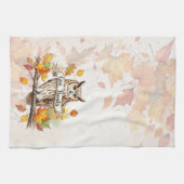 Herbstliche Laune – Thanksgiving-Eule mit Herbstla Geschirrtuch (Horizontal)