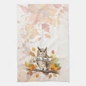 Herbstliche Laune – Thanksgiving-Eule mit Herbstla Geschirrtuch (Vertikal)
