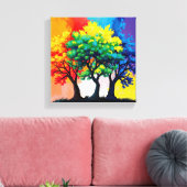 Herbstliche, lebhafte Bäume Mauer Art 3D Multicolo Leinwanddruck (Insitu (Wohnzimmer))