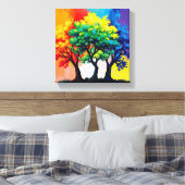 Herbstliche, lebhafte Bäume Mauer Art 3D Multicolo Leinwanddruck (Insitu (Schlafzimmer))