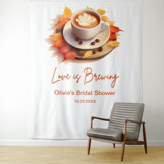 Herbstliche Liebe brodelt Kaffee Brautparty  Wandteppich (Beispiel)