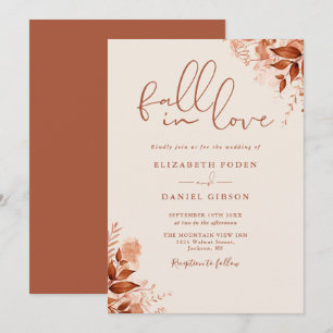 Herbstliche Liebe Florale Terrakotta Hochzeit Einladung