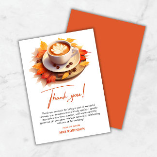 Herbstliche Liebe ist das Break Coffee Brautparty Dankeskarte