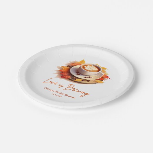 Herbstliche Liebe ist das Break Coffee Brautparty Pappteller (Schrägansicht)