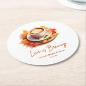 Herbstliche Liebe ist das Break Coffee Brautparty Runder Pappuntersetzer (Angewinkelt)