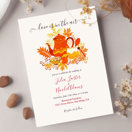 Herbstliche Liebe Lemon Fall Tea Party Hochzeit Einladung