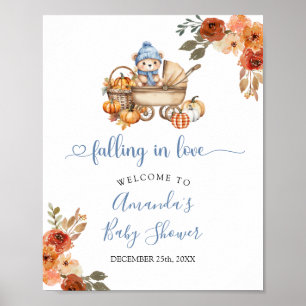 Herbstliche Liebesbär-Babyshower-Begrüßung Poster