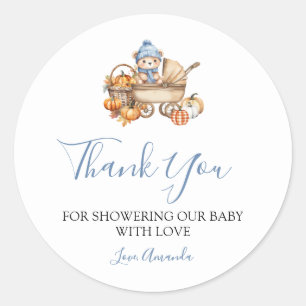 Herbstliche Liebesbär-Babyshower Danke Runder Aufkleber