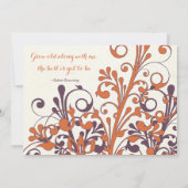 Herbstliche Lila Orangefarbene Hochzeit Einladung (Rückseite)