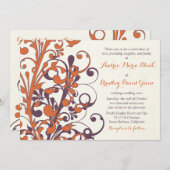 Herbstliche Lila Orangefarbene Hochzeit Einladung (Vorne/Hinten)