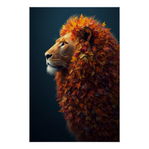 Herbstliche Majestät – Der ruhige Löwe der fallend Poster