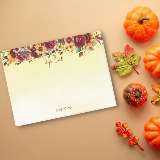 Herbstliche Modeerscheinungen Bordeaux Rose Sonnen Post-it Klebezettel