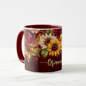 Herbstliche Modeerscheinungen Bordeaux Rose Sonnen Tasse (Vorderseite Links)