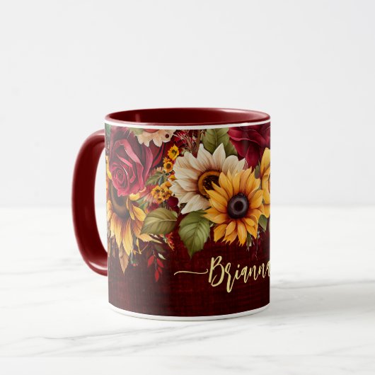 Herbstliche Modeerscheinungen Bordeaux Rose Sonnen Tasse (Vorderseite Links)