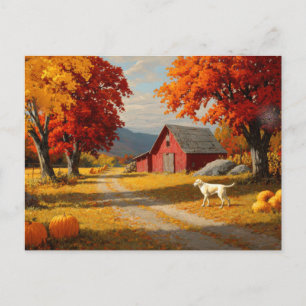 Herbstliche Naturszene Herbstlandschaft mit Blätte Postkarte