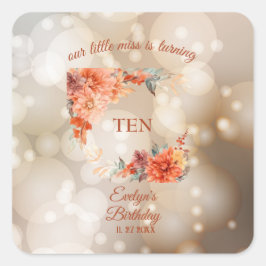 Herbstliche Niedliche Gnome Herbstlaub Geburtstag Quadratischer Aufkleber