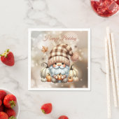 Herbstliche Niedliche Gnome Herbstlaub Geburtstag Serviette (Beispiel)