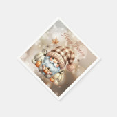 Herbstliche Niedliche Gnome Herbstlaub Geburtstag Serviette (Ecke)