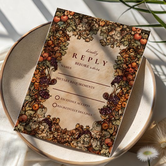 Herbstliche Obstgartenhochzeit RSVP Karte