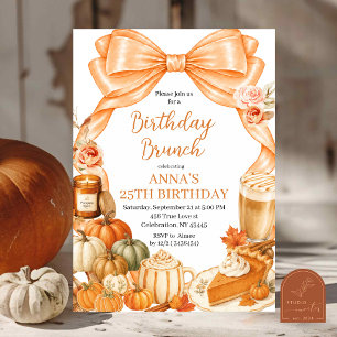 Herbstliche Orange Schleife Geburtstags-Brunch-Ein Einladung