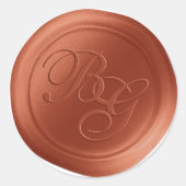 Herbstliche Orange Script Monogram Wax Siegel Stic Runder Aufkleber (Vorderseite)