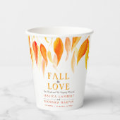 Herbstliche Orangenhochzeit in der Liebe Blätter Pappbecher (Vorderseite)