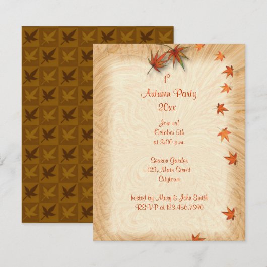 Herbstliche Party Einladung (Vorne/Hinten)