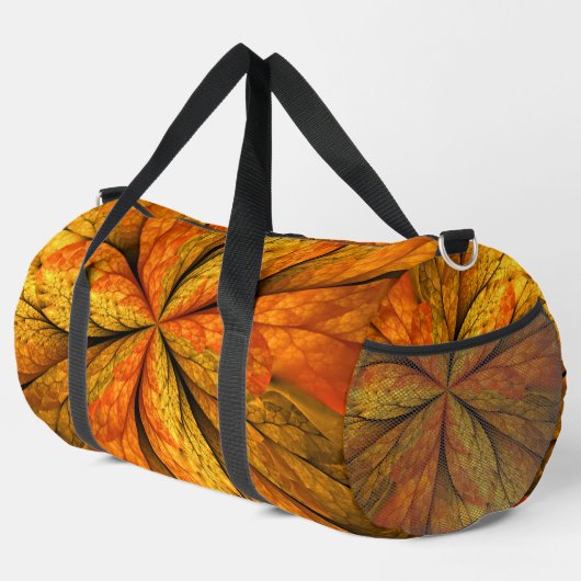 Herbstliche Pflanze, Modernes Abstraktes Fraktal Duffle Bag (Rechte Ecke)