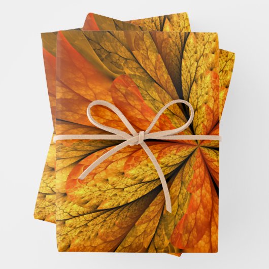 Herbstliche Pflanze, Modernes Abstraktes Fraktal Geschenkpapier Set (Beispiel)