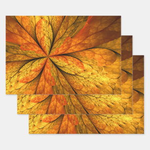 Herbstliche Pflanze, Modernes Abstraktes Fraktal Geschenkpapier Set