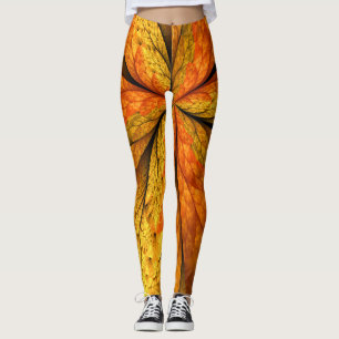 Herbstliche Pflanze, Modernes Abstraktes Fraktal Leggings
