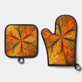 Herbstliche Pflanze, Modernes Abstraktes Fraktal Ofenhandschuh & Topflappen-Set (Vorderseite)