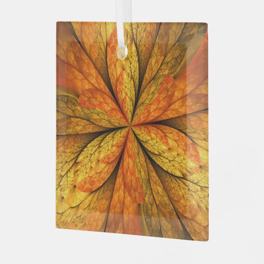 Herbstliche Pflanze, Modernes Abstraktes Fraktal Ornament Aus Glas (Vorderseite links)