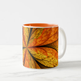 Herbstliche Pflanze, Modernes Abstraktes Fraktal Zweifarbige Tasse
