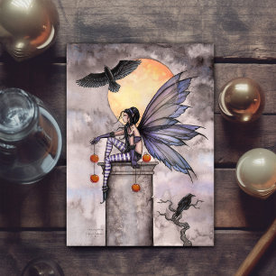 Herbstliche Raben-Gotische-Fee-Fantasy-Postkarte Postkarte
